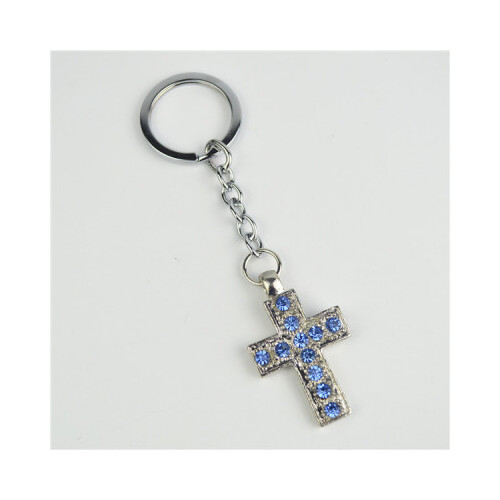 Keyring Diamonte Cross - Blue