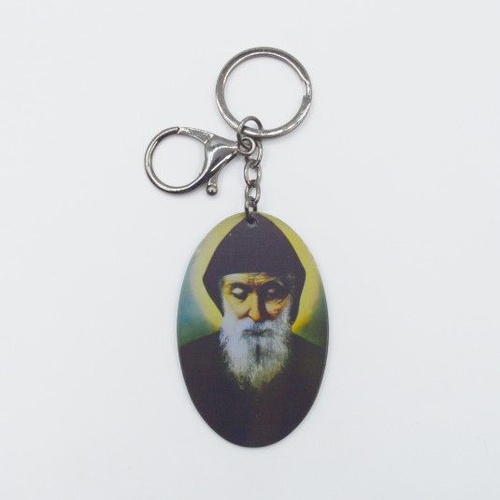 Keyring Silver Metal - Saint Charbel