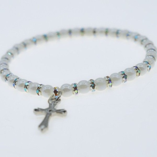 Bracelet - White w/Cross