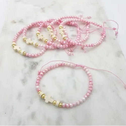 Bracelet w/Pink Crystal Beads
