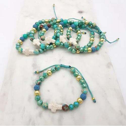 Bracelet w/Green Volcanic Beads