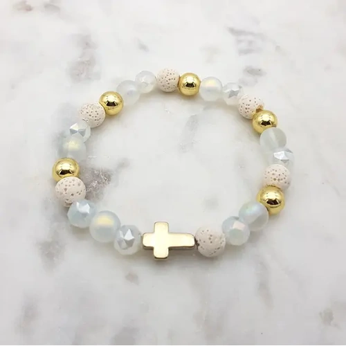 Bracelet w/Gold-Volcanic Beads