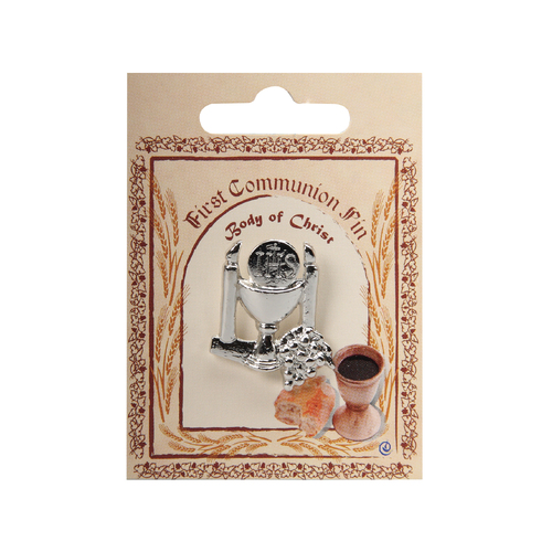 Lapel Pin Communion Chalice - Two candles Silver