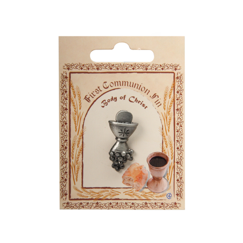 Communion Chalice with Grapes Silver Lapel Pin