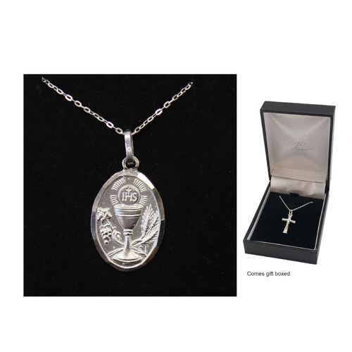 Sterling Silver Communion Medal and Chain