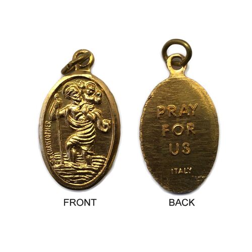 St Christopher Medal Aluminium  Gold - 22mm