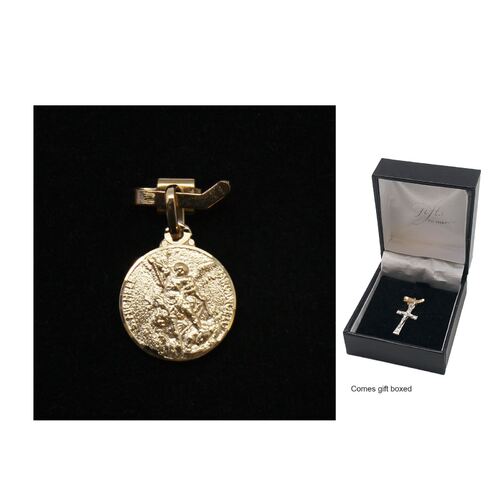 9ct Gold Medal St Michael Round -10mm