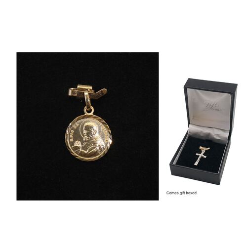 9ct Gold Medal St Padre Pio Round -10mm
