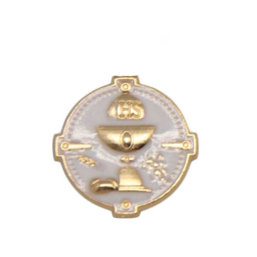 Communion Medal with pin - Enamel Gold