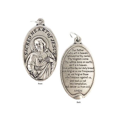 Medal Silver - Sacred Heart Jesus/Our Father (40mm)