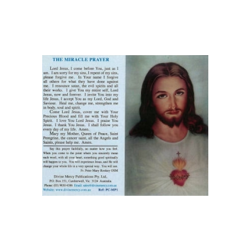 Miracle Prayer Card with Jesus Image