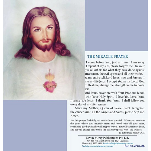 Miracle Prayer Card with Jesus Image