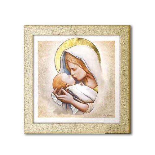 Wall Plaque Mother and Child Gold Border
