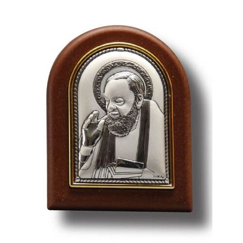 Plaque Sterling Silver - Padre Pio 75 x 60mm