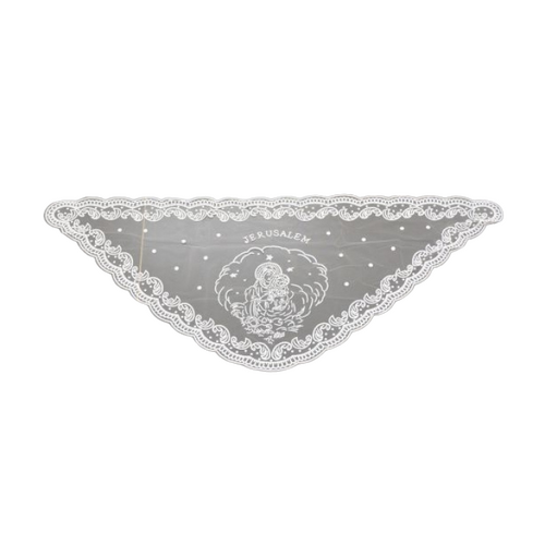 Catholic Mantilla Jesus & Mary - White