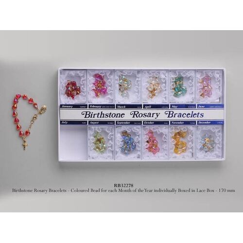 Rosary Bracelet Birthstone Asst Colours - 5mm Beads