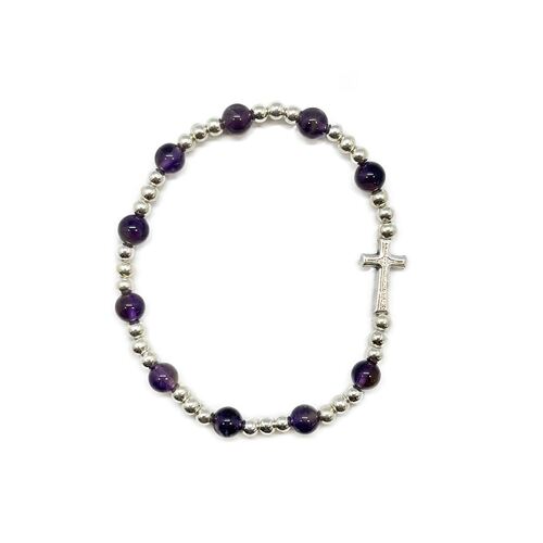 Rosary Bracelet Amethyst in Tulle Bag - 5mm Beads