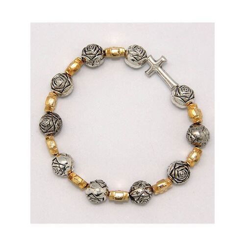 Bracelet Rosary Gold/Silver Rose in Tulle Bag