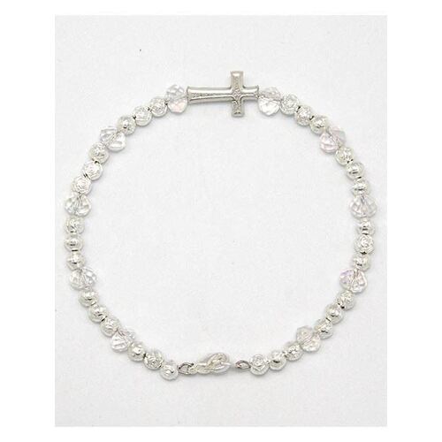 Bracelet Clear Crystal and Silver in Tulle Bag - 5mm Beads