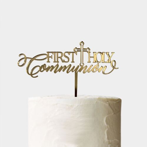 Cake Topper - First Holy Communion [Finish: Gold Mirror]