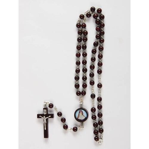 Rosary Necklace Wood (Boxed) - Mary Mackillop 5mm