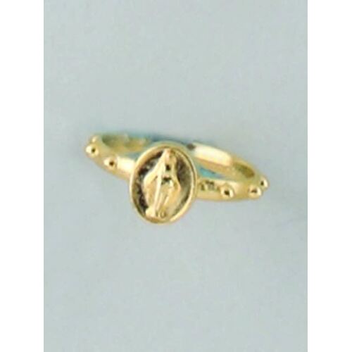 Rosary Ring Metal With Miraculous Medal Gold Medium 19mm