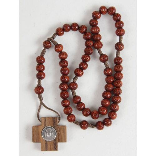 Rosary Wooden with Nylon Cord & Mary MacKillop Medal