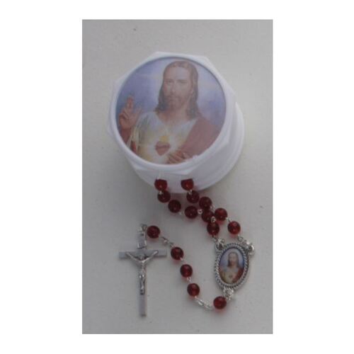 Rosary Glass - Sacred Heart Jesus (7mm Beads)