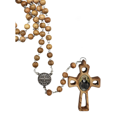 Rosary St Benedict Olive Wood - 7mm Beads