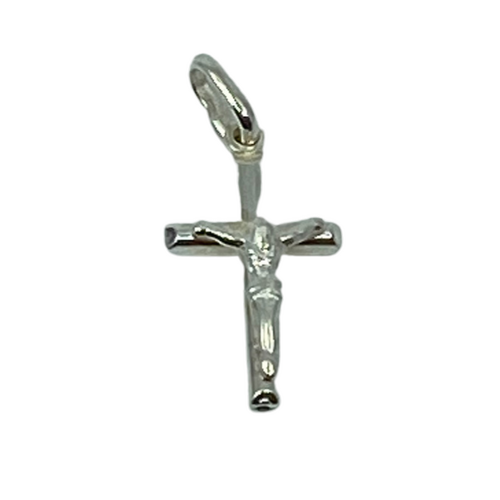 Sterling Silver Crucifix Round Tube 17mm