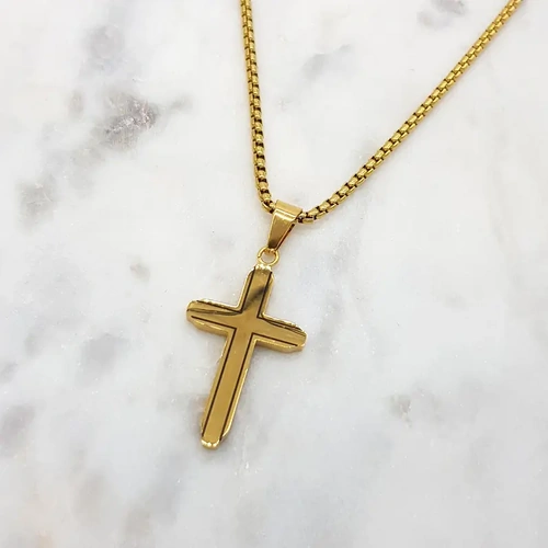 Stainless Steel Gold Cross Pendant