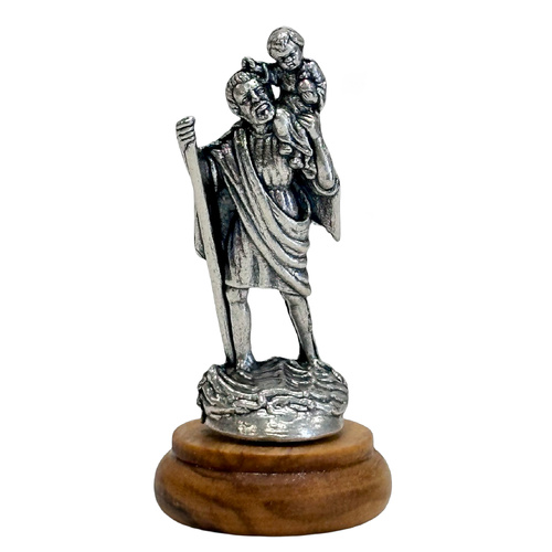 Mini-Statuette w/Wood Base - St Christopher