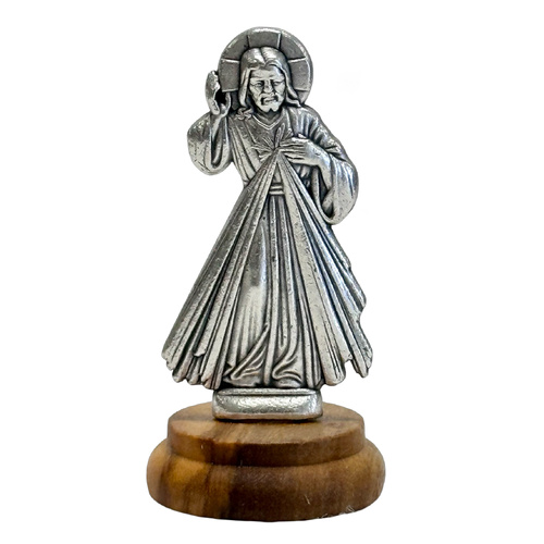 Mini-Statuette w/Wood Base - Divine Mercy