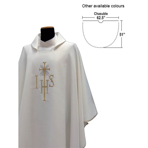 Chasuble & Stole - Cross & IHS [Colour: White]