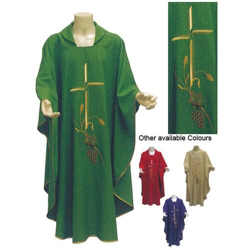 Chasuble & Stole - Cross/Wheat - Green