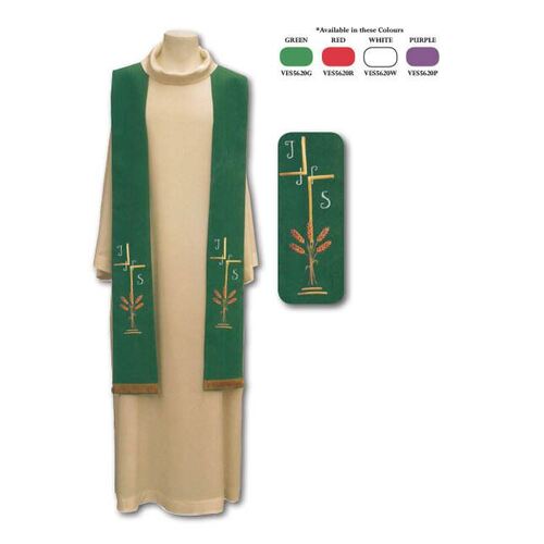 Stole Red with Wheat/ Cross